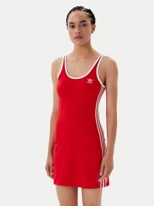 Adidas Sukienka codzienna adicolor 3-Stripes JW2584 Czerwony Slim Fit. Czerwone kombinezony ADIDAS, na co dzień, s, bez wzorów, z bawełny, bez kołnierzyka, bez ramiączek, proste. Za 149,99 zł.