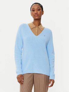 Tommy Hilfiger Sweter WW0WW44452 Niebieski Regular Fit. Niebieskie swetry klasyczne TOMMY HILFIGER, s, z bawełny, bez kołnierzyka. Za 239,99 zł.