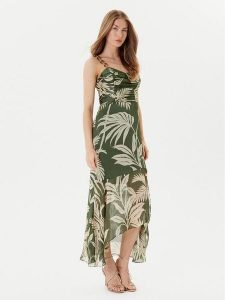 Guess Sukienka letnia W5YK64 WCWF2 Zielony Regular Fit. Zielone kombinezony Guess, na lato, z aplikacjami, z syntetyku, bez kołnierzyka, bez ramiączek. Za 479,99 zł.