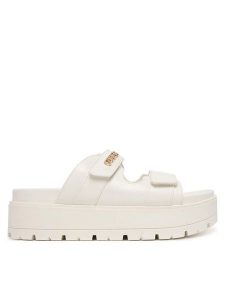 Guess Klapki FLJFAX ELE03 Écru. Klapki Guess, z aplikacjami, ze skóry, bez obcasa. Za 499,99 zł.