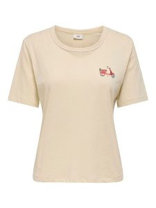 JDY Koszulka w kolorze beżowym rozmiar: XL. Brązowe bluzki JDY, xl, bez wzorów, z bawełny, bez kołnierzyka, bez ramiączek. Za 39,49 zł.