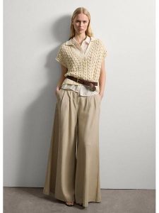 STEFANEL Sweter w kolorze kremowym rozmiar: S. Brązowe swetry oversize Stefanel, s, bez wzorów, z bawełny, bez ramiączek. Za 260,99 zł.