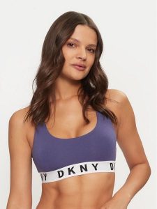 DKNY Biustonosz top DK4519 Niebieski. Niebieskie topy DKNY, m, bez wzorów, z bawełny, bez kołnierzyka, bez ramiączek. Za 119,99 zł.