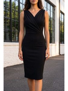 SOULSHAE Sukienka w kolorze czarnym rozmiar: XXL/3XL. Czarne sukienki SOULSHAE, xl, bez wzorów, bez kołnierzyka, bez ramiączek, midi. Za 119,95 zł.