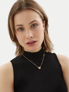 Guess Naszyjnik JUBN05 018JW Złoty. Żółte naszyjniki Guess, metalowe. Za 179,99 zł.
