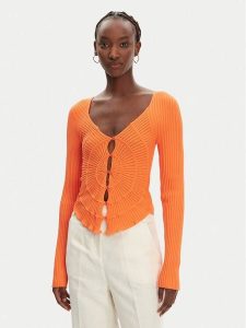 PINKO Kardigan Vergina 104627 A2E6 Pomarańczowy Slim Fit. Brązowe kardigany Pinko, z syntetyku. Za 559,99 zł.