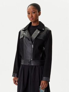 Desigual Kurtka z imitacji skóry Motor 25WWEW53 Czarny Regular Fit. Czarne kurtki Desigual, m, bez wzorów, ze skóry, bez kaptura. Za 479,99 zł.