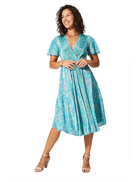 Aller Simplement Sukienka w kolorze turkusowym rozmiar: 38/40. Niebieskie sukienki Aller Simplement, bez wzorów, z wiskozy, bez kołnierzyka, bez ramiączek, midi. Za 69,91 zł.