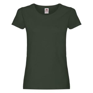 Damska Koszulka. Zielone bluzki FRUIT OF THE LOOM, bez wzorów, sportowe, bez kołnierzyka, bez ramiączek. Za 28,99 zł.