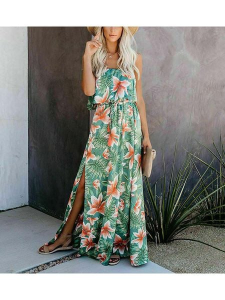 LA Angels Sukienka w kolorze zielonym rozmiar: M. Zielone sukienki LA Angels, na imprezę, m, bez wzorów, bez kołnierzyka, bez ramiączek, maxi. Za 132,05 zł.