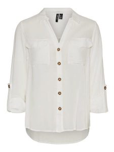 Vero Moda Koszula w kolorze białym rozmiar: L. Białe koszule Vero Moda, l, bez wzorów, z wiskozy, bez kołnierzyka, bez ramiączek. Za 96,95 zł.