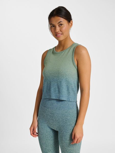 Króki top bez szwów damski Hummel Gradient. Zielone topy Hummel, l, bez wzorów, z materiału, bez kołnierzyka, bez ramiączek. Za 144,08 zł.