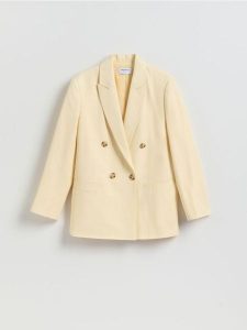 Marynarka z lyocellem - jasnożółty. Żółte marynarki i żakiety Reserved, l, bez wzorów, z lyocellu. Za 299,99 zł.