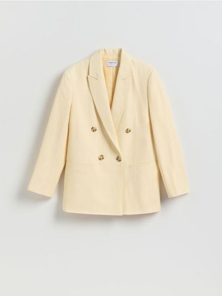 Marynarka z lyocellem - jasnożółty. Żółte marynarki i żakiety Reserved, l, bez wzorów, z lyocellu. Za 299,99 zł.