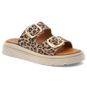 Beżowe Klapki Tamaris Eleganckie Obuwie Damskie Leopard. Brązowe klapki Tamaris, bez wzorów, bez obcasa. Za 359,00 zł.