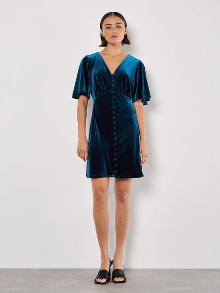 Apricot Aksamitna sukienka w kolorze niebieskim rozmiar: S. Niebieskie sukienki Apricot, s, bez wzorów, bez kołnierzyka, bez ramiączek, mini. Za 70,41 zł.