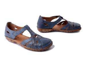JOSEF SEIBEL 79529 95 505 Rosalie 29 dunkelblau, sandały damskie. Niebieskie sandały Josef Seibel, bez wzorów, ze skóry, bez obcasa, bez zapięcia. Za 299,90 zł.