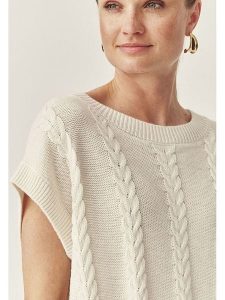 TATUUM Bezrękawnik "Hella" w kolorze kremowym rozmiar: M. Brązowe swetry oversize Tatuum, m, bez wzorów, z wełny, bez ramiączek. Za 115,24 zł.