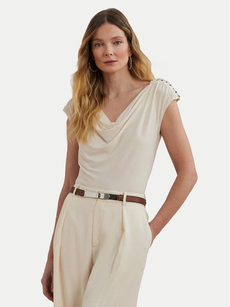 LAUREN RALPH LAUREN Bluzka 200898441001 Écru Relaxed Fit. Bluzki Lauren Ralph Lauren, xl, bez wzorów, z syntetyku, bez kołnierzyka, bez ramiączek. Za 299,99 zł.