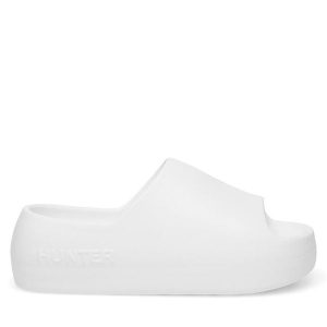 Klapki Hunter. Białe klapki Hunter, bez wzorów, bez obcasa. Za 79,99 zł.