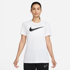 Koszulka z krótkim rękawem Damska Nike Biały. Białe bluzki Nike, m, bez wzorów, sportowe, bez kołnierzyka, bez ramiączek. Za 162,00 zł.