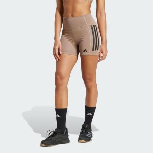 Legginsy Optime 3-Stripes 1/4 Short. Brązowe legginsy ADIDAS, bez wzorów, z materiału, krótkie. Za 199,00 zł.