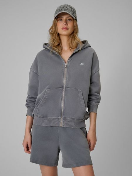 4F Bluza dresowa oversize z kapturem damska - szara S. Szare bluzy 4f, na lato, s, bez wzorów, z dresówki, z kapturem. Za 199,99 zł.