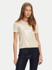Guess Sweter W5YR21 Z3E70 Écru Regular Fit. Swetry klasyczne Guess, xl, z wiskozy, bez kołnierzyka. Za 339,99 zł.