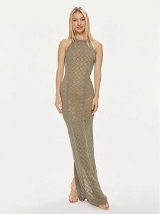 Guess Sukienka wieczorowa Belle W4GK80 Z36O0 Zielony Slim Fit. Zielone kombinezony Guess, s, z aplikacjami, z syntetyku, wizytowe, bez kołnierzyka, bez ramiączek. Za 319,99 zł.