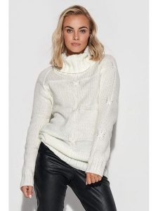 Makadamia Sweter w kolorze kremowym rozmiar: onesize. Brązowe golfy Makadamia, bez wzorów, z wełny. Za 92,21 zł.