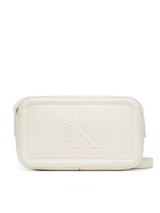 Calvin Klein Torebka Bold Ck Camera Bag LV04F3220G Biały. Białe listonoszki Calvin Klein, bez wzorów, ze skóry, bez dodatków. Za 239,99 zł.