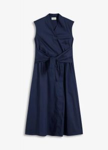 Sukienka z przewiązaniem. Żółte sukienki bonprix, bez wzorów, eleganckie, bez kołnierzyka, bez ramiączek. Za 119,99 zł.