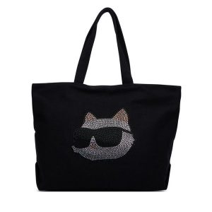 Torebka KARL LAGERFELD. Czarne shopper bag KARL LAGERFELD, bez wzorów, bez dodatków. Za 389,99 zł.
