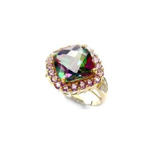 ZORZA POLARNA złoty pierścionek mistic topaz ametysty diamenty duży koktajlowy 5,2 ct. Żółte pierścionki Braccatta, z ametystem, złote. W wyprzedaży za 1 249,00 zł.