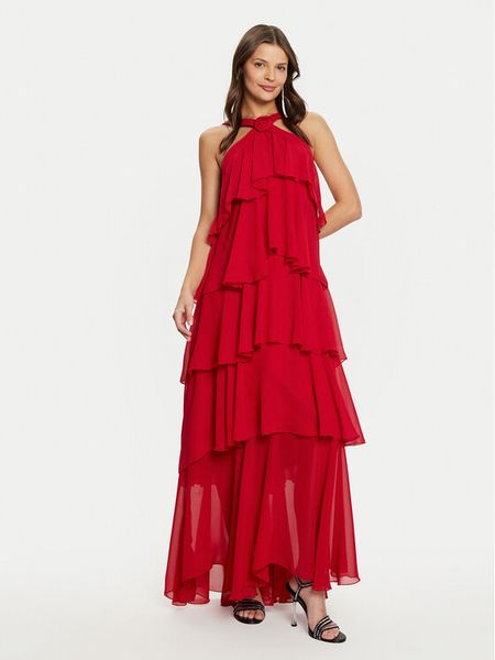 Vero Moda Sukienka wieczorowa Felicia 10295237 Czerwony Slim Fit. Czerwone kombinezony Vero Moda, s, bez wzorów, z syntetyku, wizytowe, bez kołnierzyka, bez ramiączek. Za 249,99 zł.