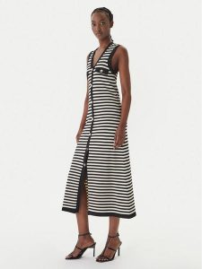 LOLA CASADEMUNT Sukienka dzianinowa MS2616002 Czarny Regular Fit. Czarne sukienki LOLA CASADEMUNT, m, bez wzorów, z dzianiny, bez kołnierzyka, bez ramiączek. Za 605,99 zł.