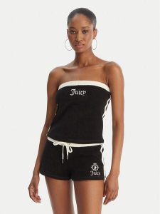 Juicy Couture Top Applique Terry JCWSC126314 Czarny Slim Fit. Czarne topy Juicy Couture, xl, bez wzorów, z bawełny, bez kołnierzyka, bez ramiączek. Za 199,99 zł.