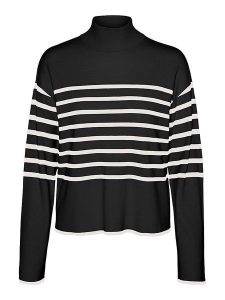 Vero Moda Sweter w kolorze czarno-kremowym rozmiar: S. Czarne swetry oversize Vero Moda, s, bez wzorów, z wiskozy, bez ramiączek. Za 57,06 zł.