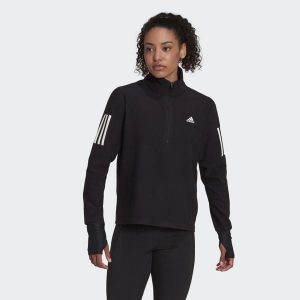 Bluza do biegania Own the Run Running 1/2 Zip. Czarne bluzy ADIDAS, xs, bez wzorów, z materiału, bez kaptura. W wyprzedaży za 218,90 zł.