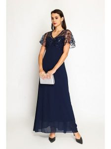 ASSUILI Sukienka w kolorze granatowym rozmiar: 34. Niebieskie sukienki Assuili, bez wzorów, klasyczne, bez kołnierzyka, bez ramiączek, maxi. Za 161,73 zł.