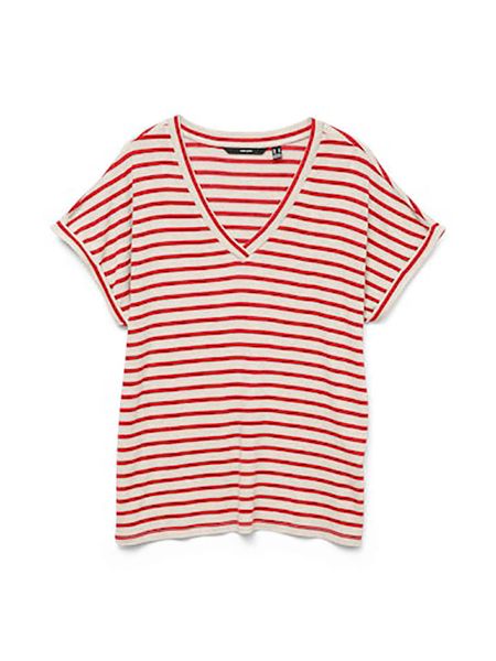 Vero Moda Koszulka w kolorze czerwono-białym rozmiar: S. Białe bluzki Vero Moda, s, bez wzorów, bez kołnierzyka, bez ramiączek. Za 57,06 zł.