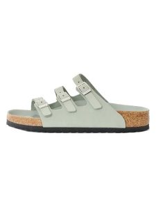 Birkenstock Klapki "Florida" w kolorze turkusowym rozmiar: 38. Niebieskie klapki Birkenstock, bez wzorów, z otwartym noskiem, bez obcasa. Za 485,44 zł.