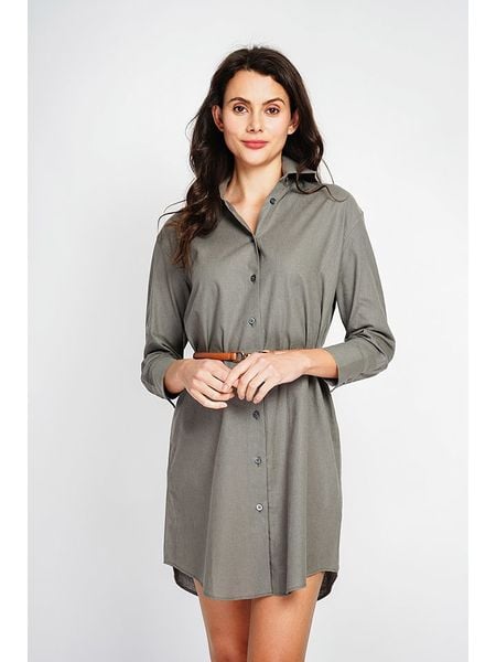 ASSUILI Lniana sukienka w kolorze khaki rozmiar: 34. Brązowe sukienki Assuili, bez wzorów, ze lnu, klasyczne, bez kołnierzyka, bez ramiączek, mini. Za 122,09 zł.