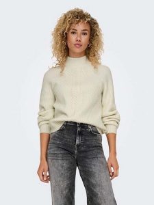 ONLY Sweter w kolorze kremowym rozmiar: S. Brązowe swetry oversize ONLY, s, bez wzorów, ze splotem, bez ramiączek. Za 87,81 zł.
