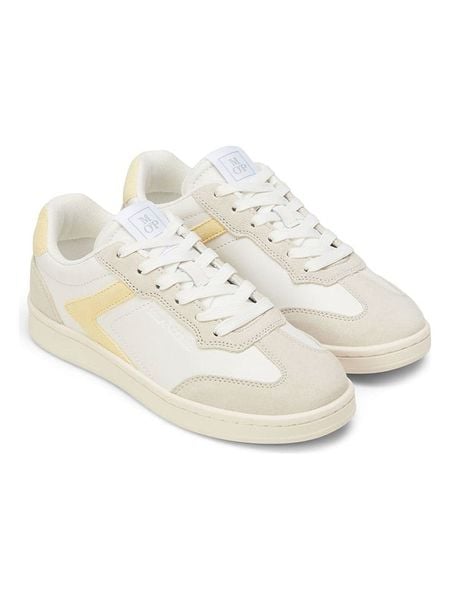 Marc O´Polo Skórzane sneakersy w kolorze biało-żółto-beżowym rozmiar: 39. Białe trampki bez wzorów, bez zapięcia. Za 198,10 zł.