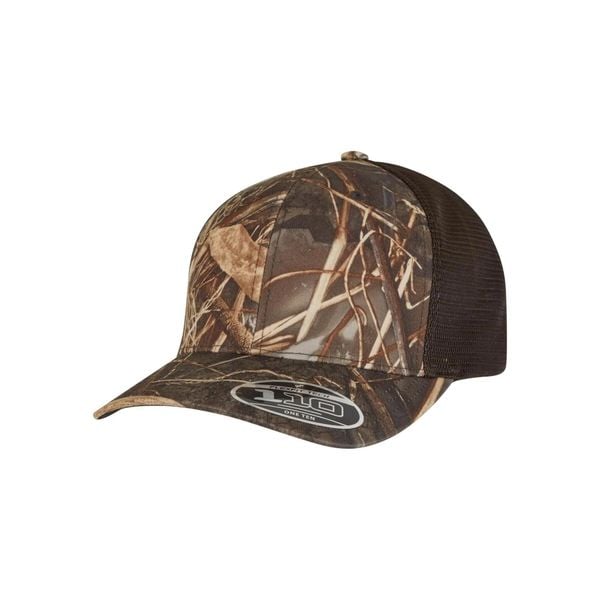 Czapka 5-panelowa Flexfit 110 Mesh RealTree. Brązowe czapki FLEXFIT, bez wzorów, z elastanu, eleganckie. Za 149,50 zł.