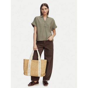 Torebka U.S. Polo Assn. Brązowe shopper bag U.S. Polo Assn., bez wzorów, bez dodatków. Za 124,99 zł.