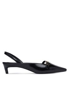 Tommy Hilfiger Czółenka Th Buckle Kitten Slingback Pump FW0FW09384 Czarny. Czarne czółenka TOMMY HILFIGER, bez wzorów, ze skóry, bez obcasa, bez zapięcia. Za 569,99 zł.