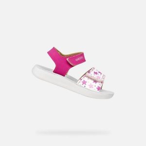 Sandały GEOX B SANDAL LIGHTFLOPPY B Rose. Białe sandały Geox, bez wzorów, z syntetyku, bez obcasa, bez zapięcia. Za 146,99 zł.