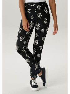 Aniston Spodnie w kolorze czarno-białym rozmiar: 42. Czarne spodnie z wysokim stanem Aniston, bez wzorów, z materiału, z podwyższonym stanem. Za 69,58 zł.